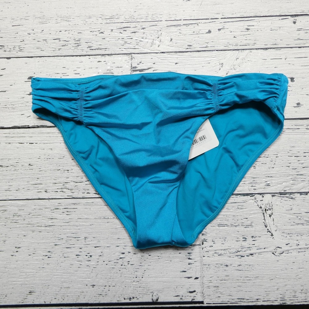 Seafolly Bikini Bottom Womens 8 Blue Shine On Gathered‎ Front Retro Swim Eden